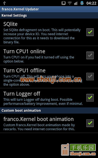 内核更新器 Franco.Kernel for Galaxy Note v2.1截图1